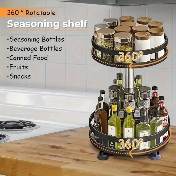 3-Tier Rotating Metal Storage Rack – Space-Saving Kitchen Organiser with Non-Slip Base & Easy-Clean Design - Image 2