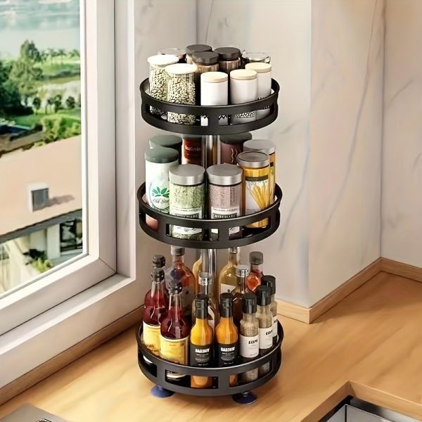 3-Tier Rotating Metal Storage Rack – Space-Saving Kitchen Organiser with Non-Slip Base & Easy-Clean Design - Image 7