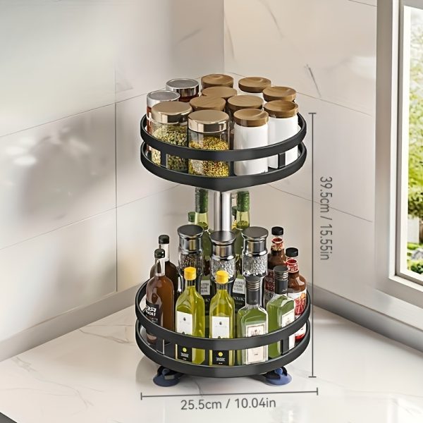 3-Tier Rotating Metal Storage Rack – Space-Saving Kitchen Organiser with Non-Slip Base & Easy-Clean Design - Image 10