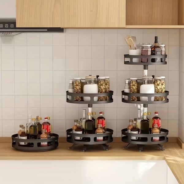 3-Tier Rotating Metal Storage Rack – Space-Saving Kitchen Organiser with Non-Slip Base & Easy-Clean Design - Image 11