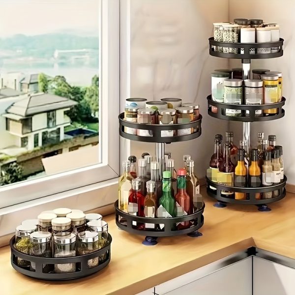 3-Tier Rotating Metal Storage Rack – Space-Saving Kitchen Organiser with Non-Slip Base & Easy-Clean Design - Image 8
