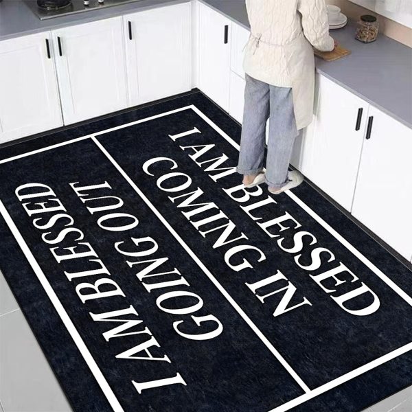 "I AM BLESSED" Luxurious Velvet Doormat – Black & Gold Non-Slip Entry Mat, Machine Washable, Thick Polyester Rug for Hallway, Living Room, Entryway – Elegant Decor for Christmas, Thanksgiving, Mother’s Day - Image 2