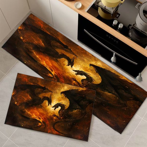 850g/m² Velvet Double Dragon Floor Mat – Thickened Non-Slip Entry Rug, Machine Washable for Hallway, Bedroom, Front Door – INS Style Decor for Christmas, Halloween, Day of the Dead & More - Image 5