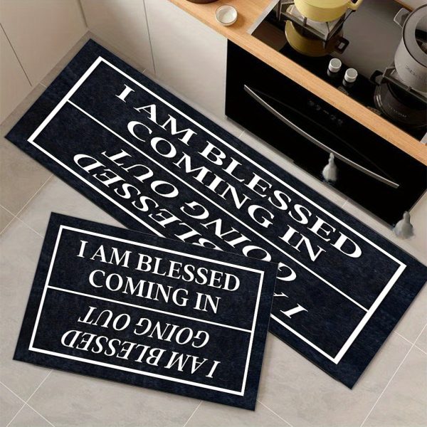 "I AM BLESSED" Luxurious Velvet Doormat – Black & Gold Non-Slip Entry Mat, Machine Washable, Thick Polyester Rug for Hallway, Living Room, Entryway – Elegant Decor for Christmas, Thanksgiving, Mother’s Day - Image 4