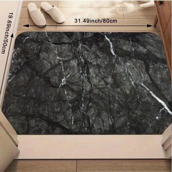 Luxury Marble Texture Velvet Floor Mat – 850g/m² Soft, Non-Slip, Machine Washable Rug for Home, Office, Bedroom & Hallway – Elegant Black & White Design for Modern Décor & Gifting - Image 5