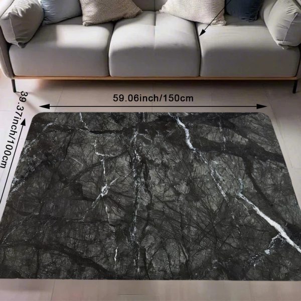 Luxury Marble Texture Velvet Floor Mat – 850g/m² Soft, Non-Slip, Machine Washable Rug for Home, Office, Bedroom & Hallway – Elegant Black & White Design for Modern Décor & Gifting - Image 7