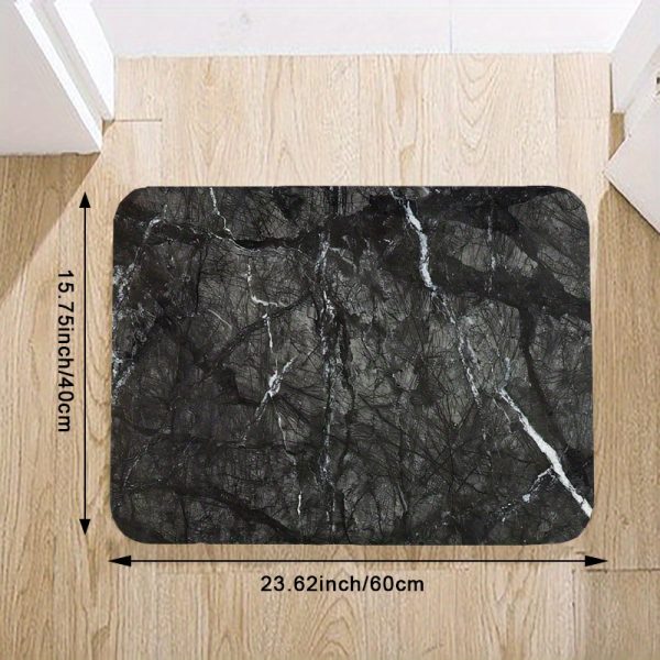 Luxury Marble Texture Velvet Floor Mat – 850g/m² Soft, Non-Slip, Machine Washable Rug for Home, Office, Bedroom & Hallway – Elegant Black & White Design for Modern Décor & Gifting - Image 2