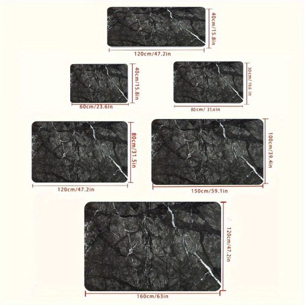 Luxury Marble Texture Velvet Floor Mat – 850g/m² Soft, Non-Slip, Machine Washable Rug for Home, Office, Bedroom & Hallway – Elegant Black & White Design for Modern Décor & Gifting - Image 3