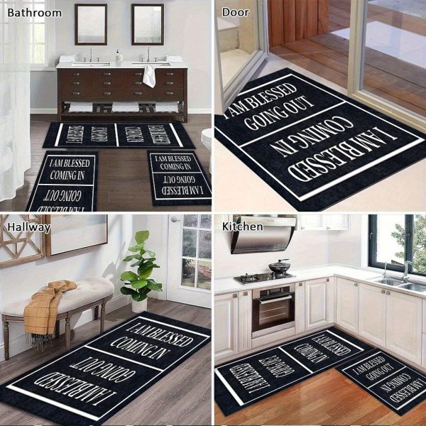 "I AM BLESSED" Luxurious Velvet Doormat – Black & Gold Non-Slip Entry Mat, Machine Washable, Thick Polyester Rug for Hallway, Living Room, Entryway – Elegant Decor for Christmas, Thanksgiving, Mother’s Day - Image 7