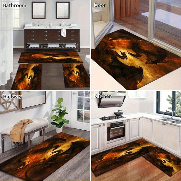 850g/m² Velvet Double Dragon Floor Mat – Thickened Non-Slip Entry Rug, Machine Washable for Hallway, Bedroom, Front Door – INS Style Decor for Christmas, Halloween, Day of the Dead & More - Image 7
