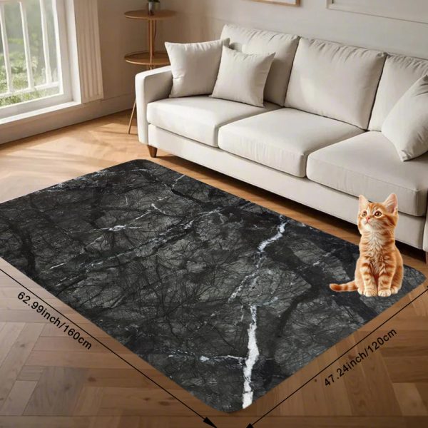 Luxury Marble Texture Velvet Floor Mat – 850g/m² Soft, Non-Slip, Machine Washable Rug for Home, Office, Bedroom & Hallway – Elegant Black & White Design for Modern Décor & Gifting - Image 8