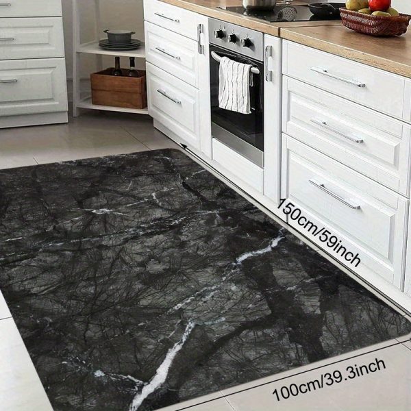 Luxury Marble Texture Velvet Floor Mat – 850g/m² Soft, Non-Slip, Machine Washable Rug for Home, Office, Bedroom & Hallway – Elegant Black & White Design for Modern Décor & Gifting - Image 9