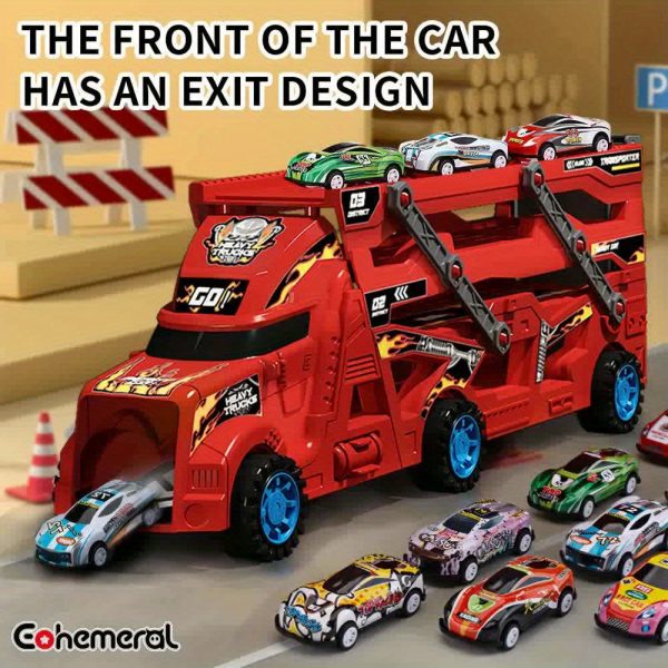EOHEMERAL Firefighter Catapult Track Car – Foldable Transforming Storage Vehicle with 8 Mini Cars – Multi-Functional Toy Truck for Kids, Ideal Birthday & Holiday Gift - Image 7
