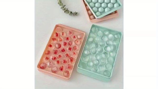 1pc Round Ice Cube Tray Mould – Plastic Sphere Ice Maker for Freezer in Pink & Light Blue – Multifunctional Kitchen Tool - Image 10