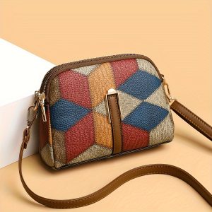 Weidola Women’s Casual Rhombus Geometric Mini Crossbody Bag – Multi-Colour with Adjustable Strap, Zipper Closure & Durable Oil-Edge Trim