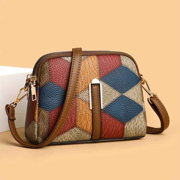 Weidola Women’s Casual Rhombus Geometric Mini Crossbody Bag – Multi-Colour with Adjustable Strap, Zipper Closure & Durable Oil-Edge Trim - Image 2