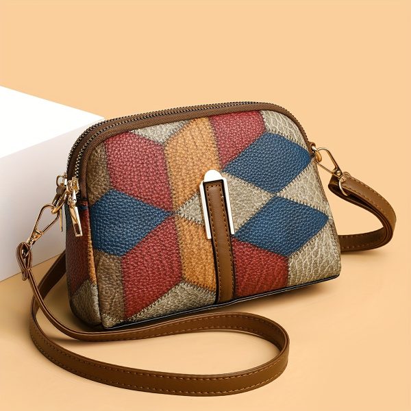 Weidola Women’s Casual Rhombus Geometric Mini Crossbody Bag – Multi-Colour with Adjustable Strap, Zipper Closure & Durable Oil-Edge Trim - Image 3