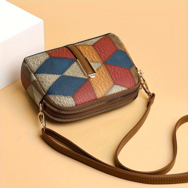 Weidola Women’s Casual Rhombus Geometric Mini Crossbody Bag – Multi-Colour with Adjustable Strap, Zipper Closure & Durable Oil-Edge Trim - Image 7