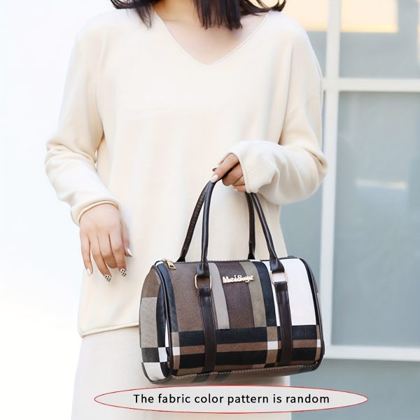 6pcs Set Large Capacity Checkered Shoulder Bag – Includes Handbag, Crossbody Bag, Clutch, Long & Short Wallets – Stylish Multi-Bag Set for Women - Image 15