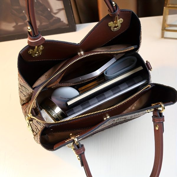Elegant Floral Hand-Painted Handbag for Women – Autumn/Winter Tote with Zipper Closure – Stylish Purse for Mums & Everyday Use - Image 6