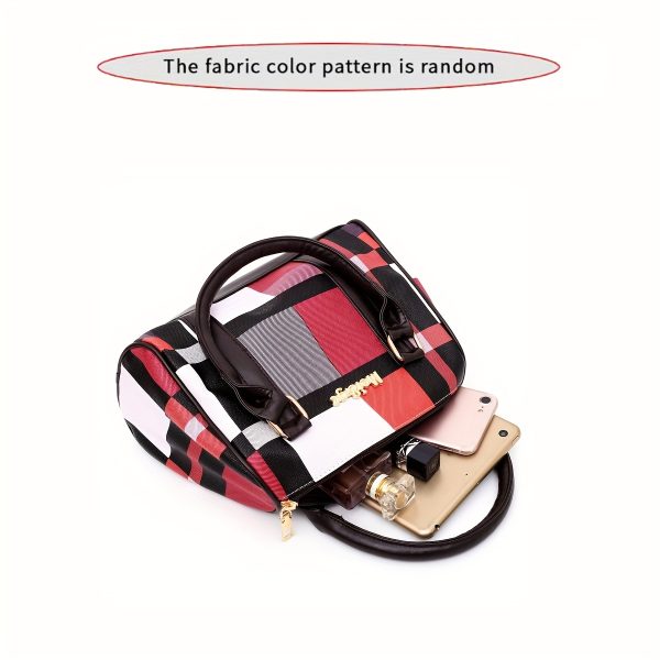 6pcs Set Large Capacity Checkered Shoulder Bag – Includes Handbag, Crossbody Bag, Clutch, Long & Short Wallets – Stylish Multi-Bag Set for Women - Image 13