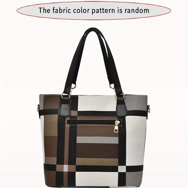 6pcs Set Large Capacity Checkered Shoulder Bag – Includes Handbag, Crossbody Bag, Clutch, Long & Short Wallets – Stylish Multi-Bag Set for Women - Image 14