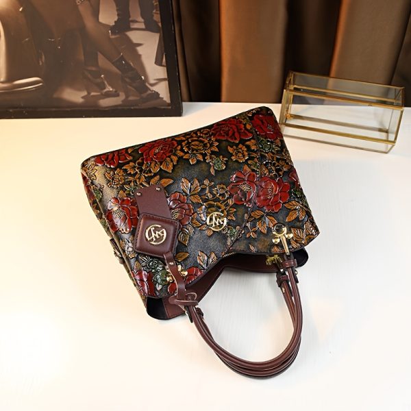 Elegant Floral Hand-Painted Handbag for Women – Autumn/Winter Tote with Zipper Closure – Stylish Purse for Mums & Everyday Use - Image 7