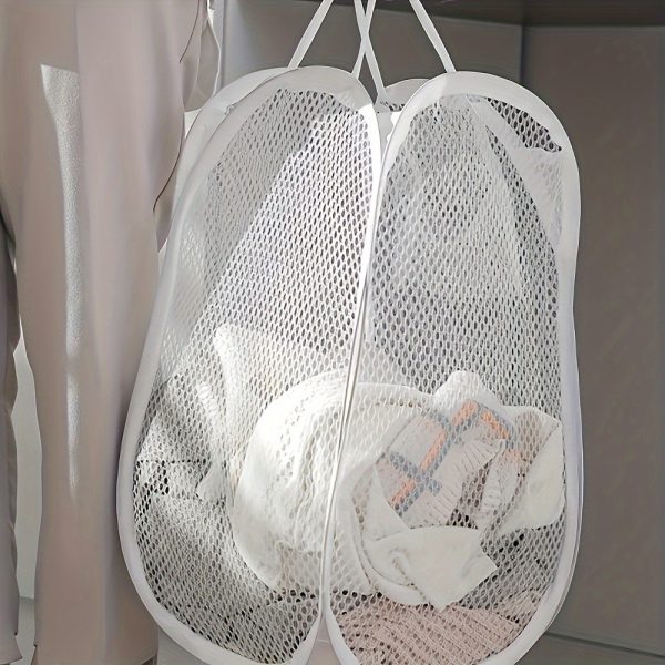 Collapsible Pop-Up Laundry Basket with Ergonomic Handle – Durable Mesh Fabric Bin for Bathroom, Bedroom & Laundry Room Organisation - Image 5