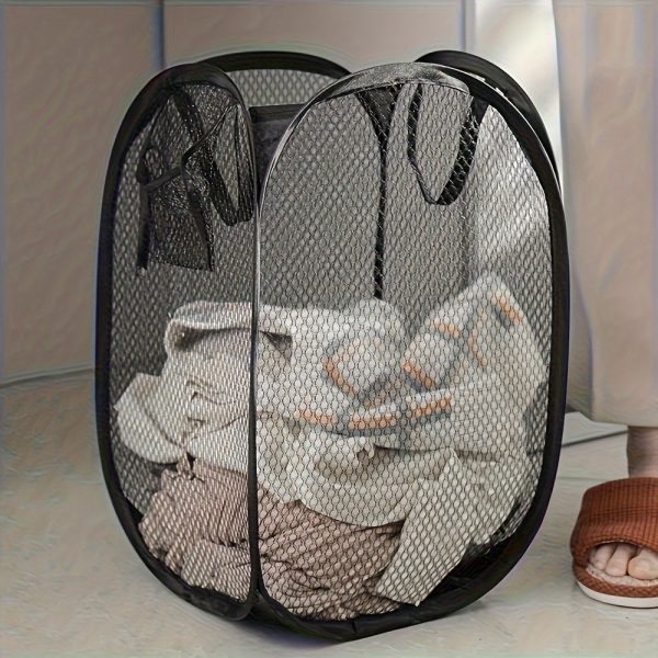 Collapsible Pop-Up Laundry Basket with Ergonomic Handle – Durable Mesh Fabric Bin for Bathroom, Bedroom & Laundry Room Organisation - Image 4