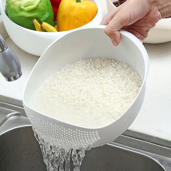 Modern Plastic Kitchen Strainer Basket – Multi-Purpose Food Drain Basket for Washing & Draining Fruits, Vegetables & Pasta - Image 2