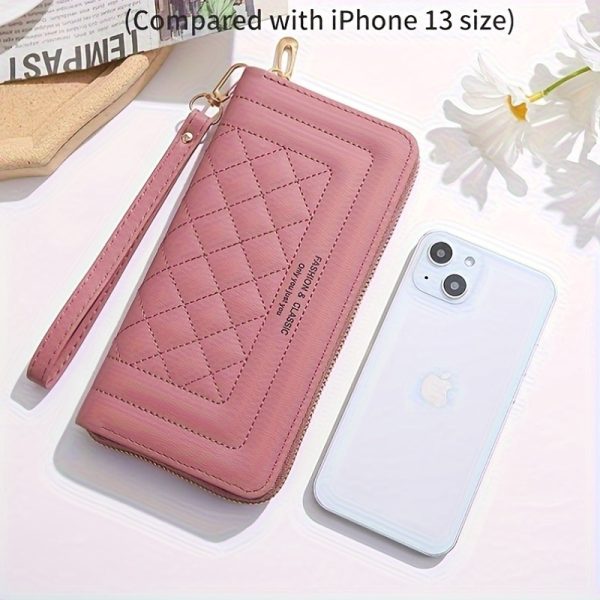 Women’s Quilted PVC Clutch Wallet – Elegant Long Evening Bag with Zipper Closure & Large Capacity – Solid Colour Purse with Polyester Lining for Urban & Party Style - Image 6