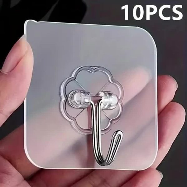 10pcs Transparent Wall Hooks – Strong Suction Cup Adhesive Hooks for Multi-Purpose Use – Reusable & Waterproof - Image 10