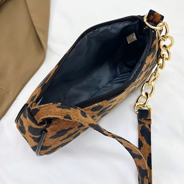 Women’s Houndstooth & Leopard Print Crossbody Bag – Retro Lightweight Shoulder Purse for Shopping, Work & Travel – Zip Closure & Polyester Lining - Image 4