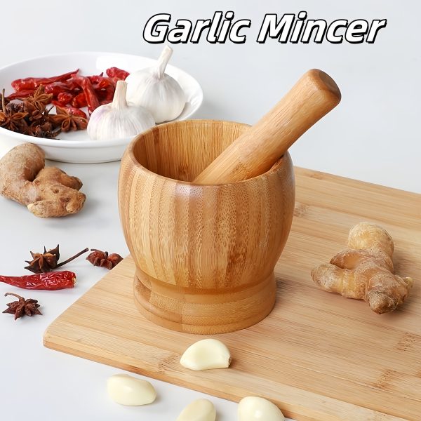 Premium Wooden Garlic Mincer & Pepper Grinder – Hand-Cranked Spice Mill for Herbs, Seeds, Avocado Sauce & Pills – Ergonomic, No Electricity Needed