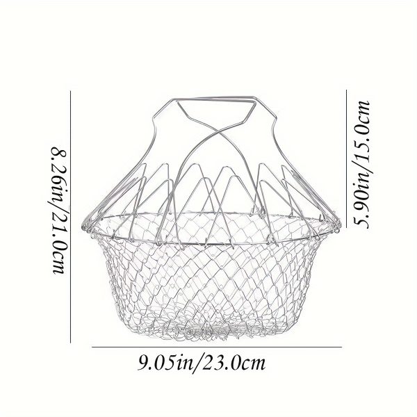 1pc Stainless Steel Frying Basket – Foldable Steam, Rinse & Strain Basket for Kitchen – Multi-Purpose Cooking Tool for Fried Food & More - Image 4