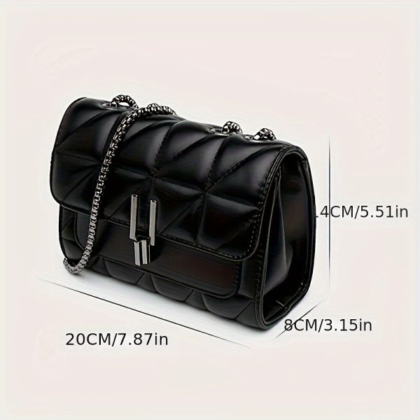 Elegant Black Mini Tartan Crossbody Bag – Faux Leather Handbag with Turn Lock & Adjustable Strap for Women – Urban Style, PVC Lining - Image 3