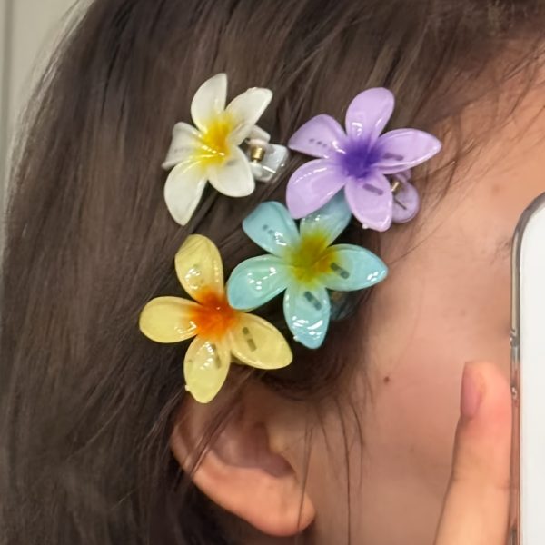 6pcs Colourful Hibiscus Flower Hair Clips – Tropical Floral Claw Clips for Women & Girls, Summer Beach Accessories - Image 8
