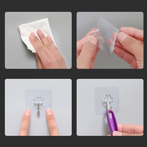 10pcs Transparent Wall Hooks – Strong Suction Cup Adhesive Hooks for Multi-Purpose Use – Reusable & Waterproof - Image 8