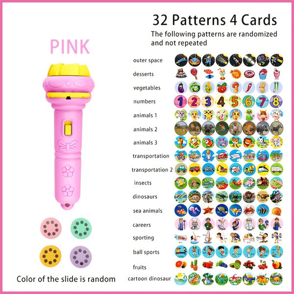 32-Pattern Projection Flashlight Toy with 4 Cards – Educational Puzzle Torch for Kids – Animal, Dinosaur, Vehicle & Space Themes – Fun Winter Bedtime Learning Gift - Image 5