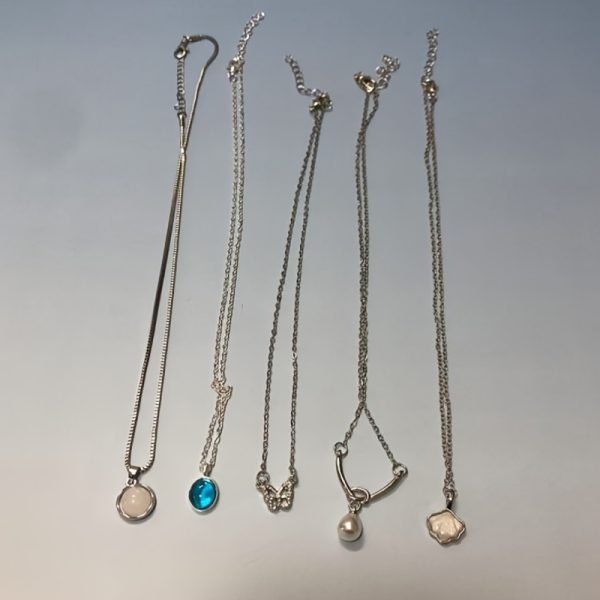 5pcs Imitation Moonstone Jewellery Set – Vintage Bohemian Style Alloy Pendant Necklace, Rings & Earrings for Women - Image 3