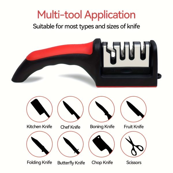Grade 4 Knife Sharpener – Tungsten Steel & Ceramic Blades with Quick Sharpening Stone for Kitchen Knives - Image 10