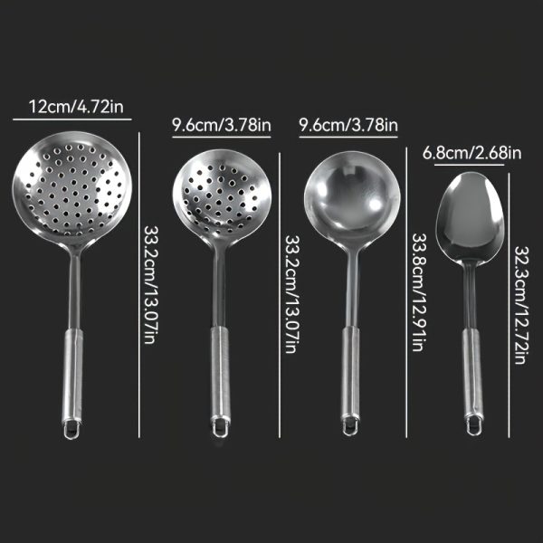 9pcs Stainless Steel Kitchen Utensil Set – Rust-Resistant Cooking & Serving Tools with Ergonomic Handles - Image 4