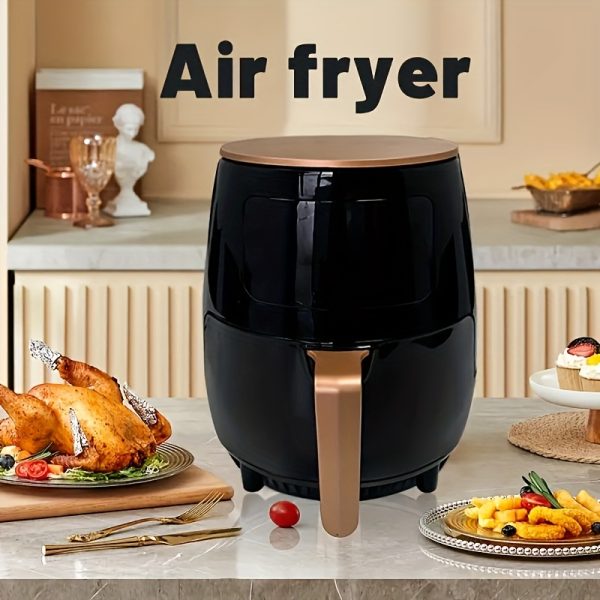 4.5L Large Capacity Air Fryer – Touch Control, 360° Balanced Heating, Oil-Free Automatic Cooking – Sleek Black & Gold French Fry Maker for Healthy Home Meals - Image 6