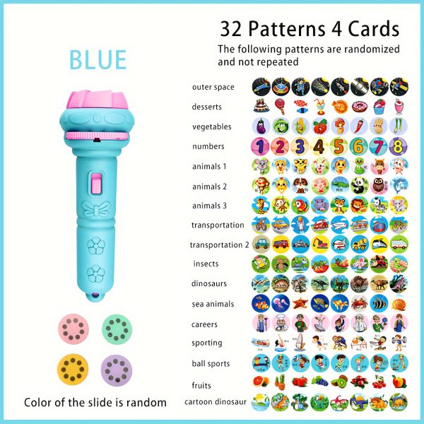 32-Pattern Projection Flashlight Toy with 4 Cards – Educational Puzzle Torch for Kids – Animal, Dinosaur, Vehicle & Space Themes – Fun Winter Bedtime Learning Gift - Image 7