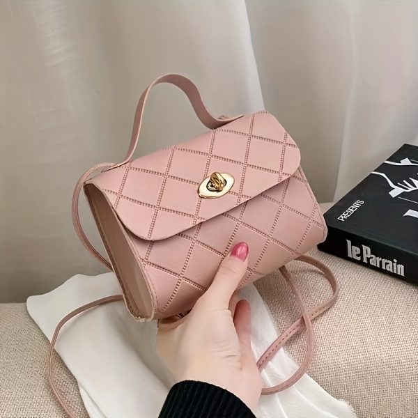 Women’s Quilted Crossbody Bag with Adjustable Strap & Twist Lock – Elegant Solid Colour Shoulder Purse with Gold Hardware – Casual & Formal Handbag in Black, Red, Pink, Brown, White - Image 13