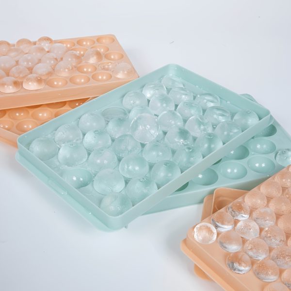1pc Round Ice Cube Tray Mould – Plastic Sphere Ice Maker for Freezer in Pink & Light Blue – Multifunctional Kitchen Tool - Image 7