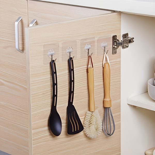 5/10pcs Acrylic Kitchen Utensil Hooks, No-Drill Wall-Mounted Organizer for Cooking Tools - Image 10