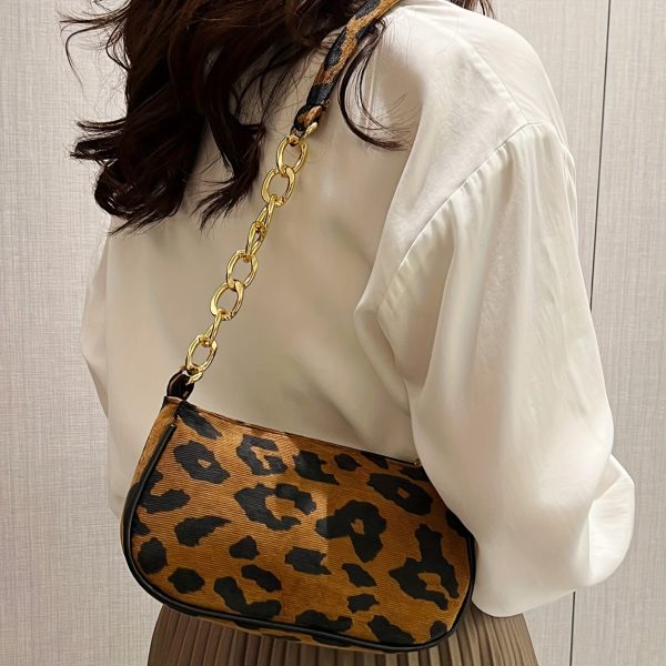 Women’s Houndstooth & Leopard Print Crossbody Bag – Retro Lightweight Shoulder Purse for Shopping, Work & Travel – Zip Closure & Polyester Lining - Image 2
