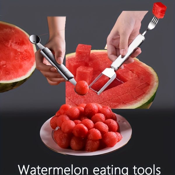 3pcs Stainless Steel Watermelon Slicer, Baller & Fruit Cutter Set – Easy Melon Dicing, Scooping & Carving Tool for Summer Fruits - Image 3