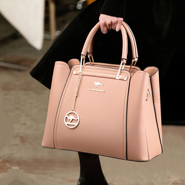 Women’s Stylish Black Handbag with Gold-Tone Hardware – Elegant Lightweight Designer Bag with Detachable Shoulder Strap for Everyday Use - Image 2